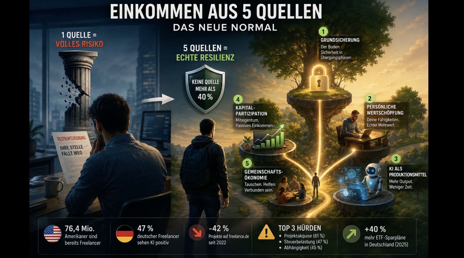Einkommen aus fünf Quellen als das neue Normal