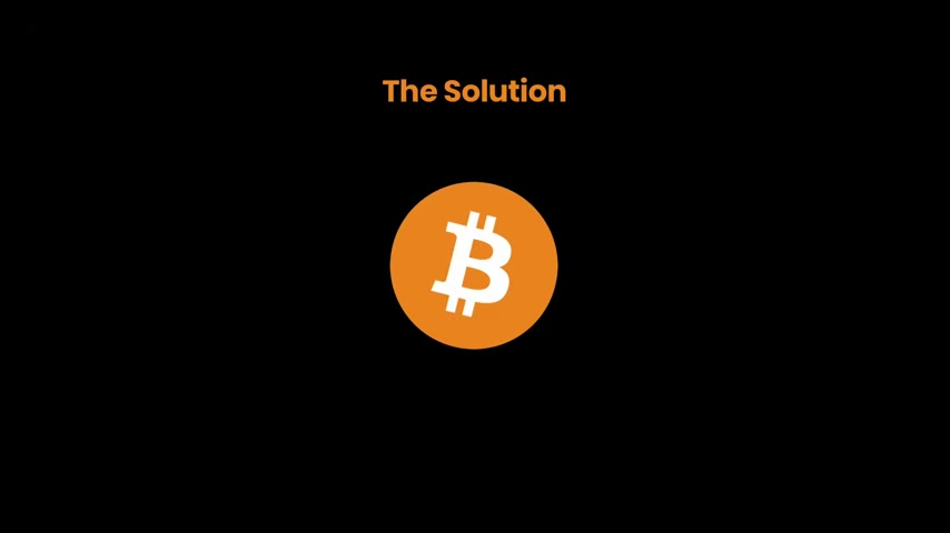 Folie: Die Lösung ist Bitcoin